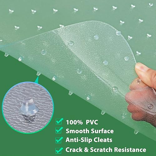 Miniatura 3 de Tapete para silla de oficina para suelo alfombrado, 48 x 36 pulgadas, protector de suelo transparente, antideslizante, tapete para silla de