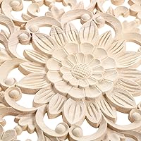 Vista 3 de MUXSAM Apliques redondos tallados en madera, sin pintar, calcomanías centrales de madera tallada transparente para armario, puerta, armario, cajón