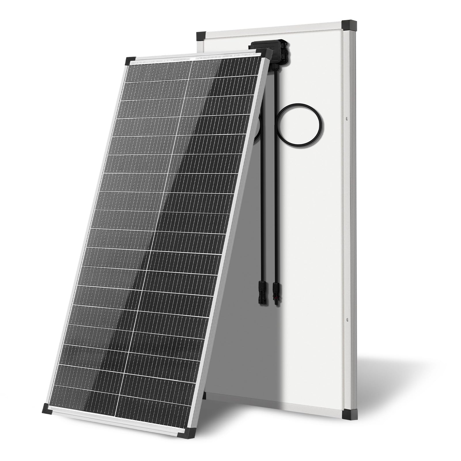 100W Solar Panel,N-Type 12V 18BB 25% High-Efficiency A+ Monocrystalline Cell IP68 Waterproof Solar Panel for RV Marine Boat Trailer Camper Rooftop Farm and Other Off-Grid System (Silver 100W)