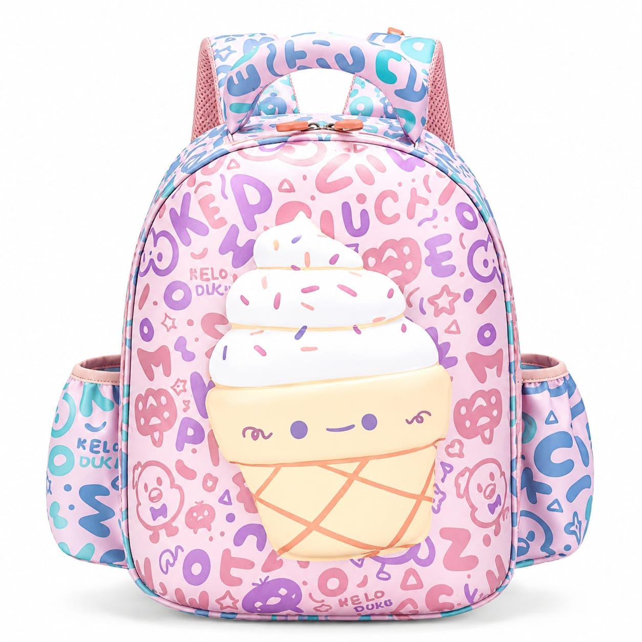 Kids Cute Ice Cream Print Backpack for Girls & Boys | Lightweight School Bag with Spacious Storage-picture-46