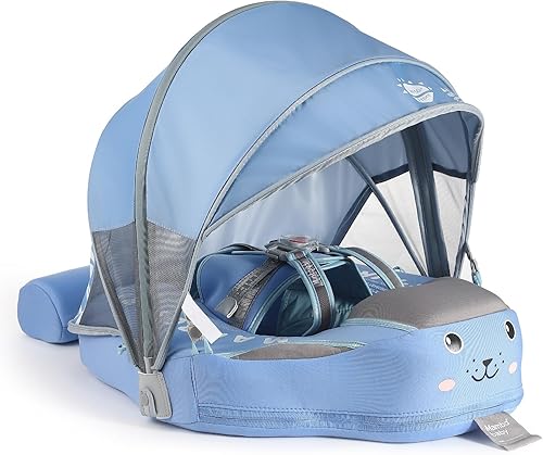 Flotador Mambobaby 2025, flotadores para bebé con toldo para bebés de 3 a 24 meses, flotadores de piscina no inflables con correa de seguridad