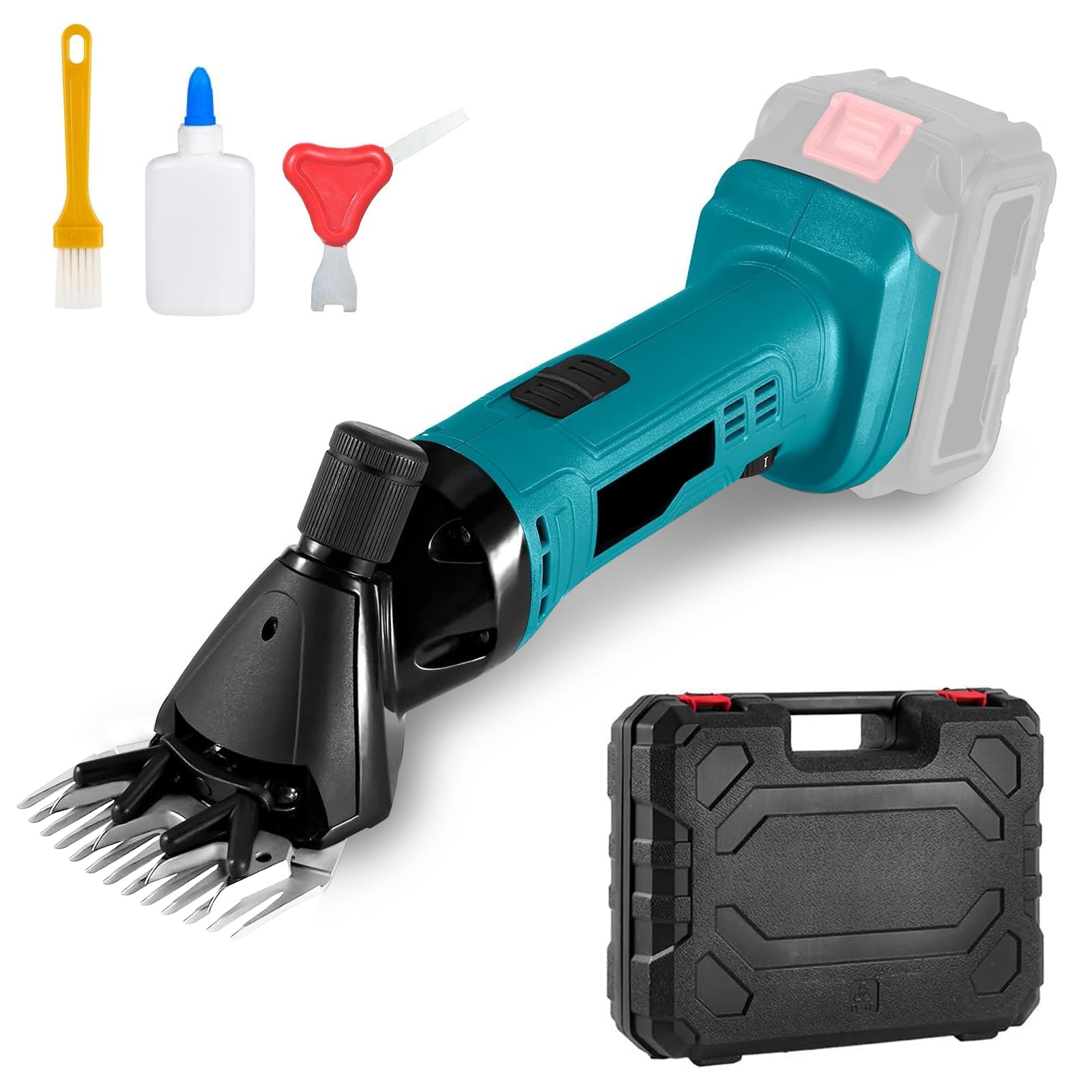 Tosatrice per Pecore Senza Fili 2400RPM 6 Velocità Compatibile Makita 18V con 2 Lame e Custodia