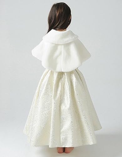 Miniatura 5 de Fankeshi Ivory Faux Fur Flower Girl Bolero Shrug Accessories Princess Cape
