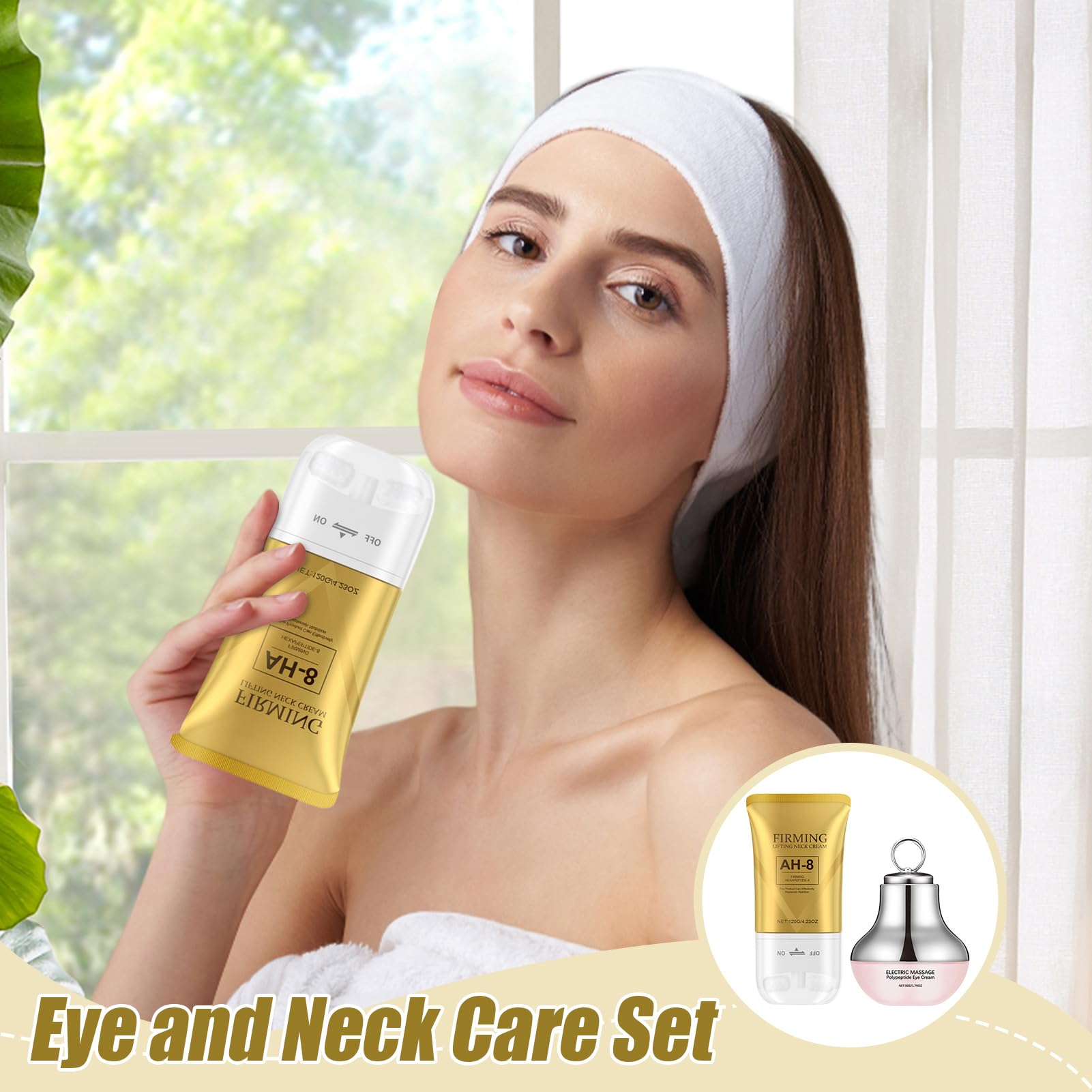 Crema Tensora Para El Cuello,Crema Eléctrica Antiarrugas para Contorno de Ojos - Loción Hidratante No Grasa Para Cuidado Facial y Post-Solar Uso Diurno y Nocturno