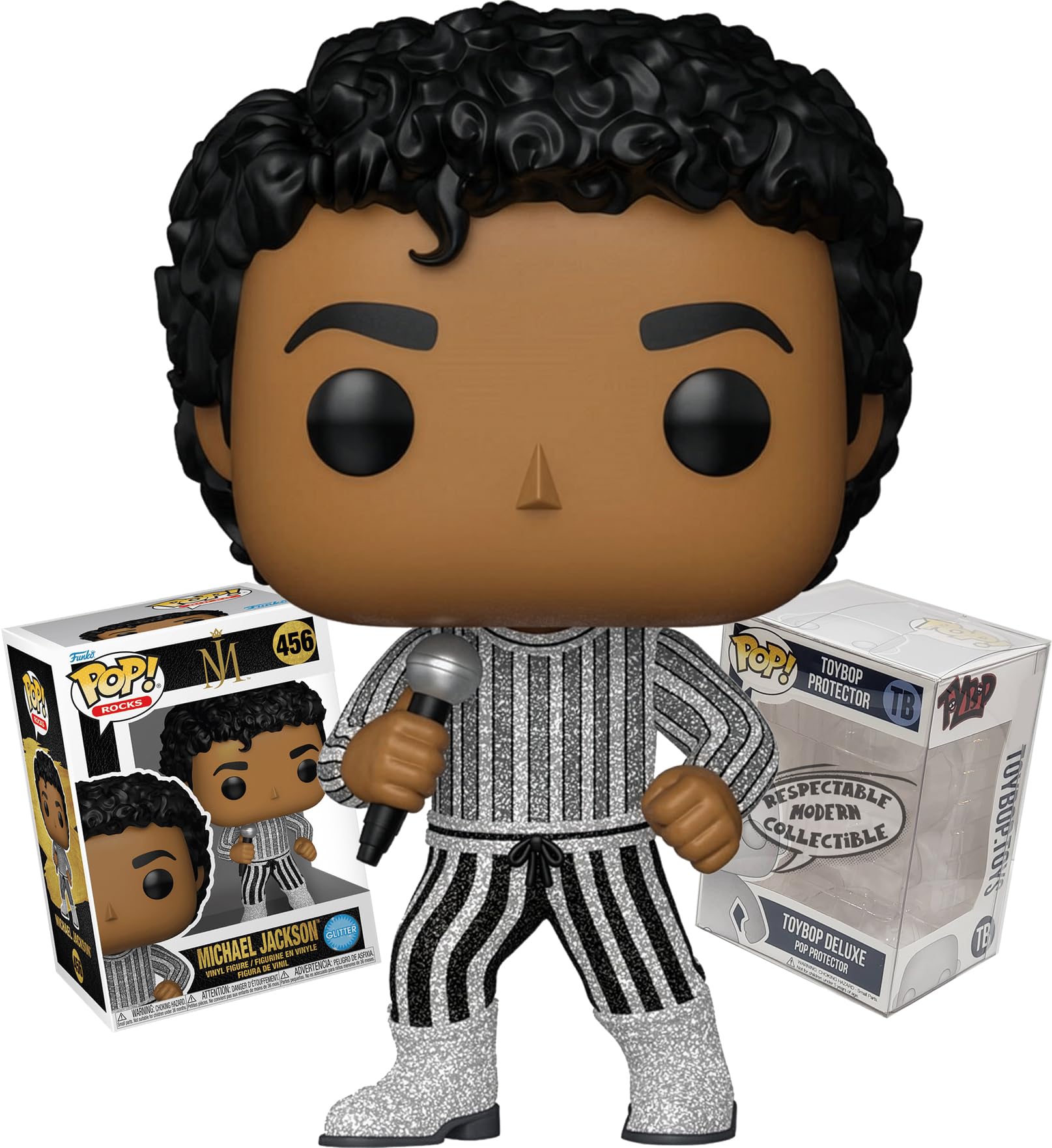 Funko Figura de vinilo con purpurina de Michael Jackson Rock with You + ToyBop Protector: Pop! Rocks (incluido con caja de coleccionista Pro-Deluxe Pop Protector Caja de regalo)