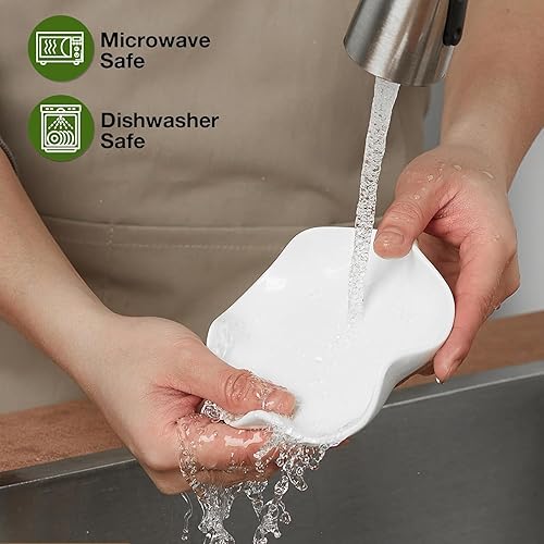 Miniatura 4 de Soporte de cuchara de cerámica, patrón blanco y negro de 5.3 pulgadas, resistente al calor, soporte para cuchara de cocina para encimera de cocina,