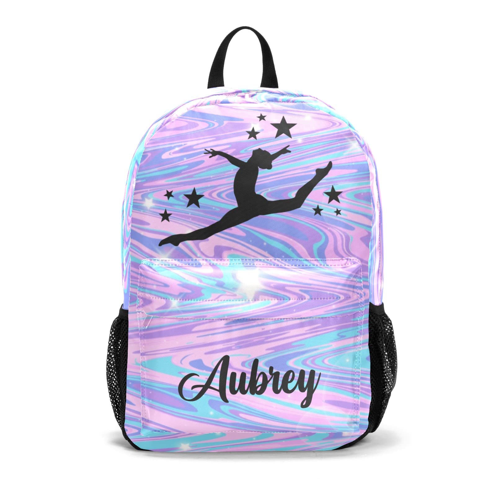 Yeshop Gymnastic Marble Unicorn Personalized Backpack for Teen Boys Girls,Custom Travel Backpack Bookbag Casual Bag with Name Gift 11.81"(L) x 5.51"(W