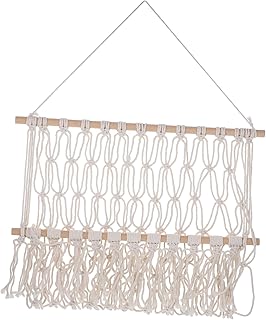 ibasenice Rack De Tecido Decorações Boho Grade Prateleira De Parede Tapeçaria Boêmia Rede De Brinquedo Rede Macrame Boneca Rede Brinquedo De Pelúcia Decoração De Quarto Prateleira De Livros