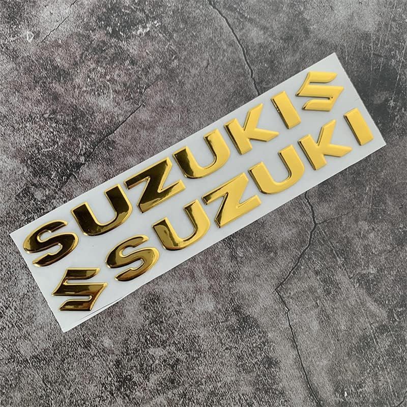 2pcs Car Emblem Sticker for Suzuki, Badge Stickers, Badge Decal Car Sticker, Car Letter Emblems Decal, Decoration Sticker Replacement Accessories,B Gold, normal