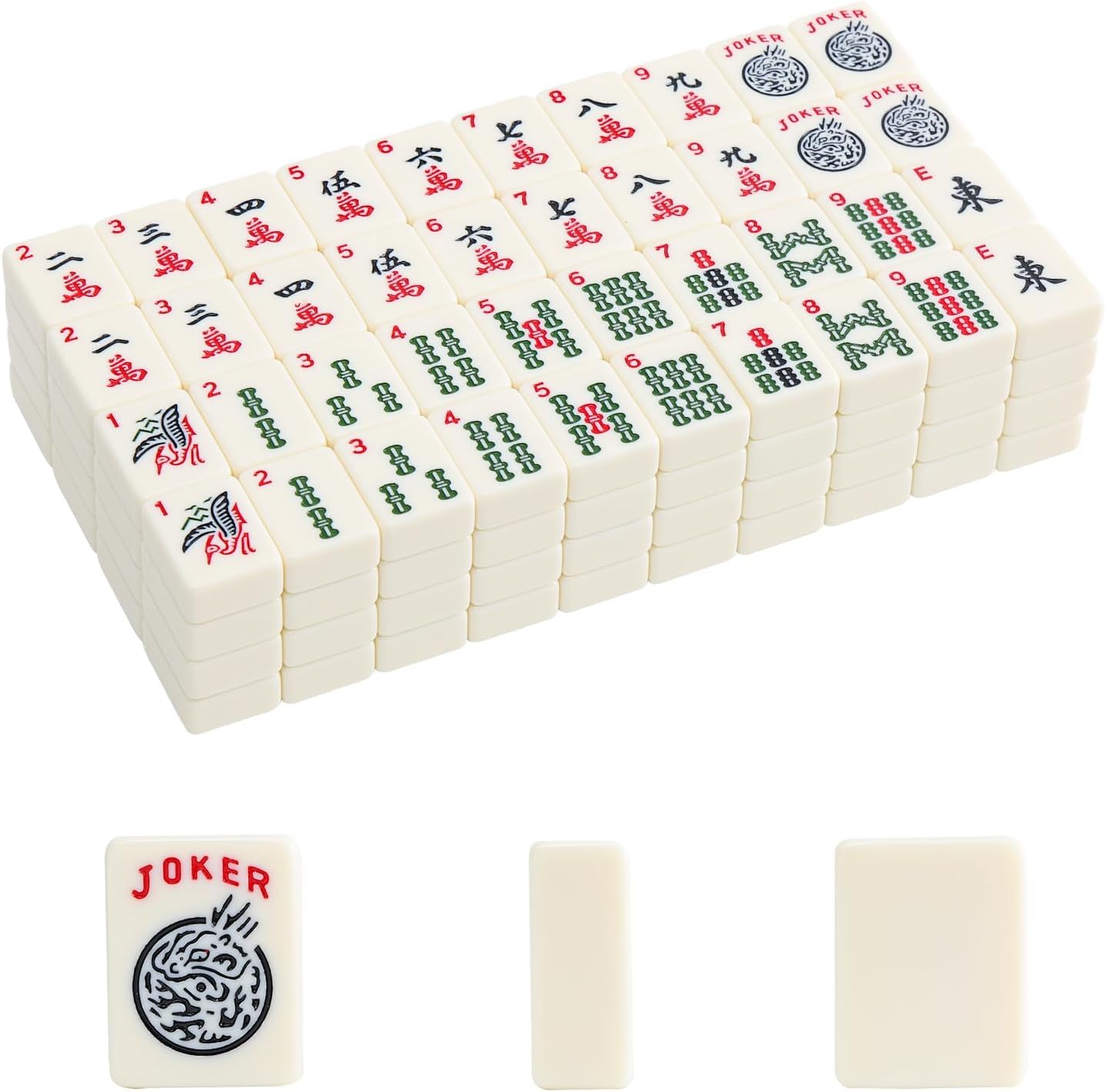 GUSTARIA Set of American Mahjong Tiles, 166 Ivory Color Mah Jongg Pieces (1.2'', Tiles Only Set)