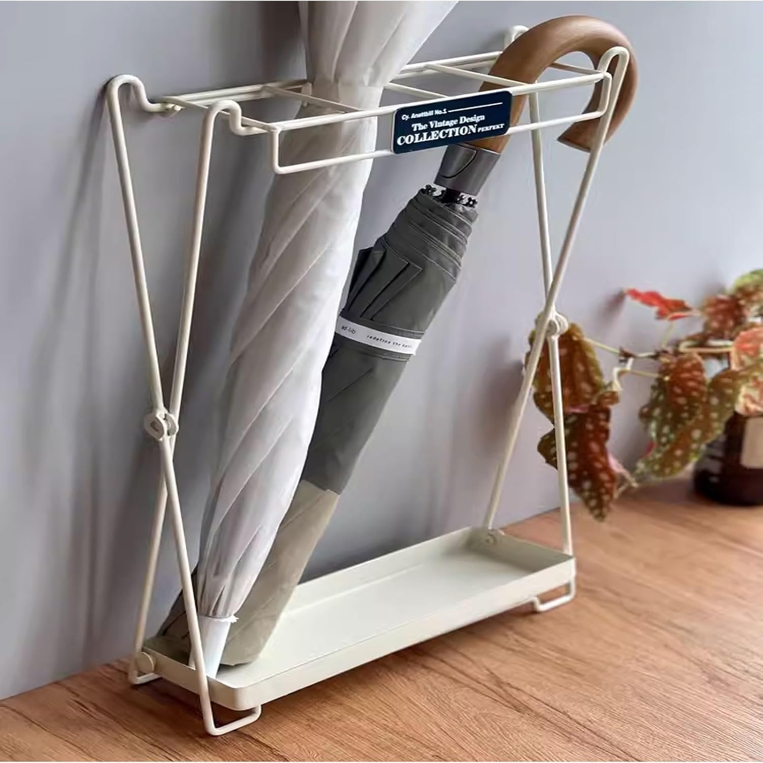 Modern Outdoor/Indoor Umbrella Stand - Rectangular Black & White Design, Stable & Stylish, Perfect for Office/Entryway, Easy Assembly, One Size Fits All.