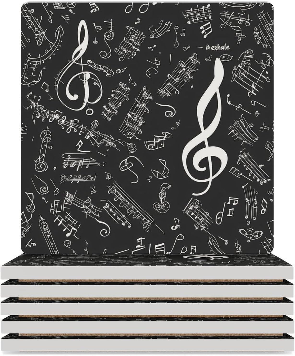 Musical Notes Ceramic Coasters Square Drinks Coaster Coffee Table Decor Table Coaster for Home Bar