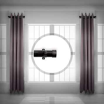 Rod Desyne SIDE150-2 1.5" Side Curtain Rod, 12-20 inch Set of 2, Black