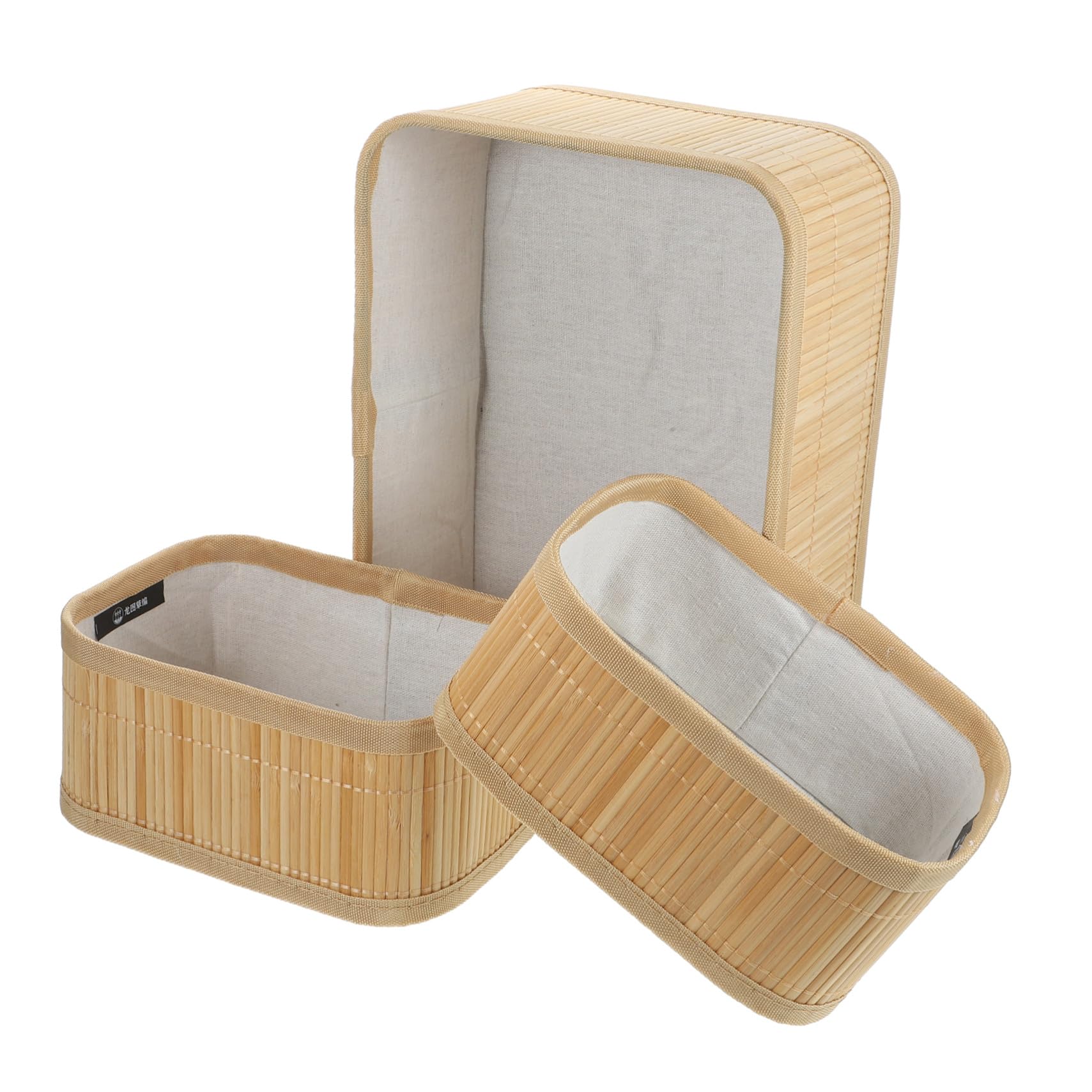 Panier de rangement bambou lot de 3 corbeilles tressées avec couvercle