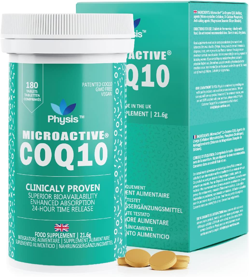 Physis CoQ10 | 240mg per Serving | High Strength Co Enzyme Q10 | Clinically Tested Superior Bioavailability & Absorption | Ubiquinol 24-Hour Time Release | 180 Tablets – 3 Month | Made in The UK