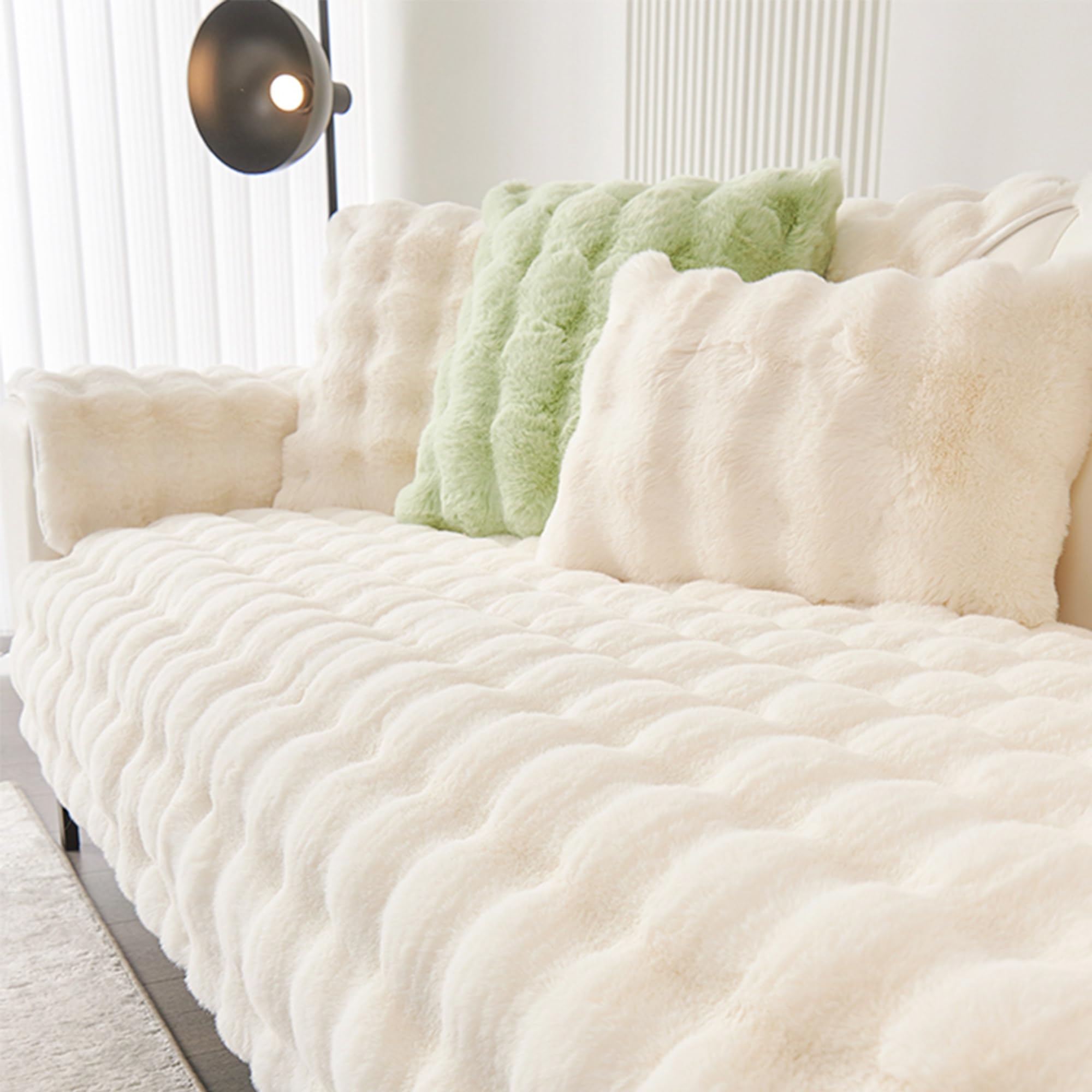 Housse de Canapé Couvre Canapé D'angle,Protege Canape Protection Canapé Chien,Couverture Canape1/2/3/4 Places,Couvercle De Protection Canapé Antidérapant en Peluche Confortable ( Color : Beige , Size