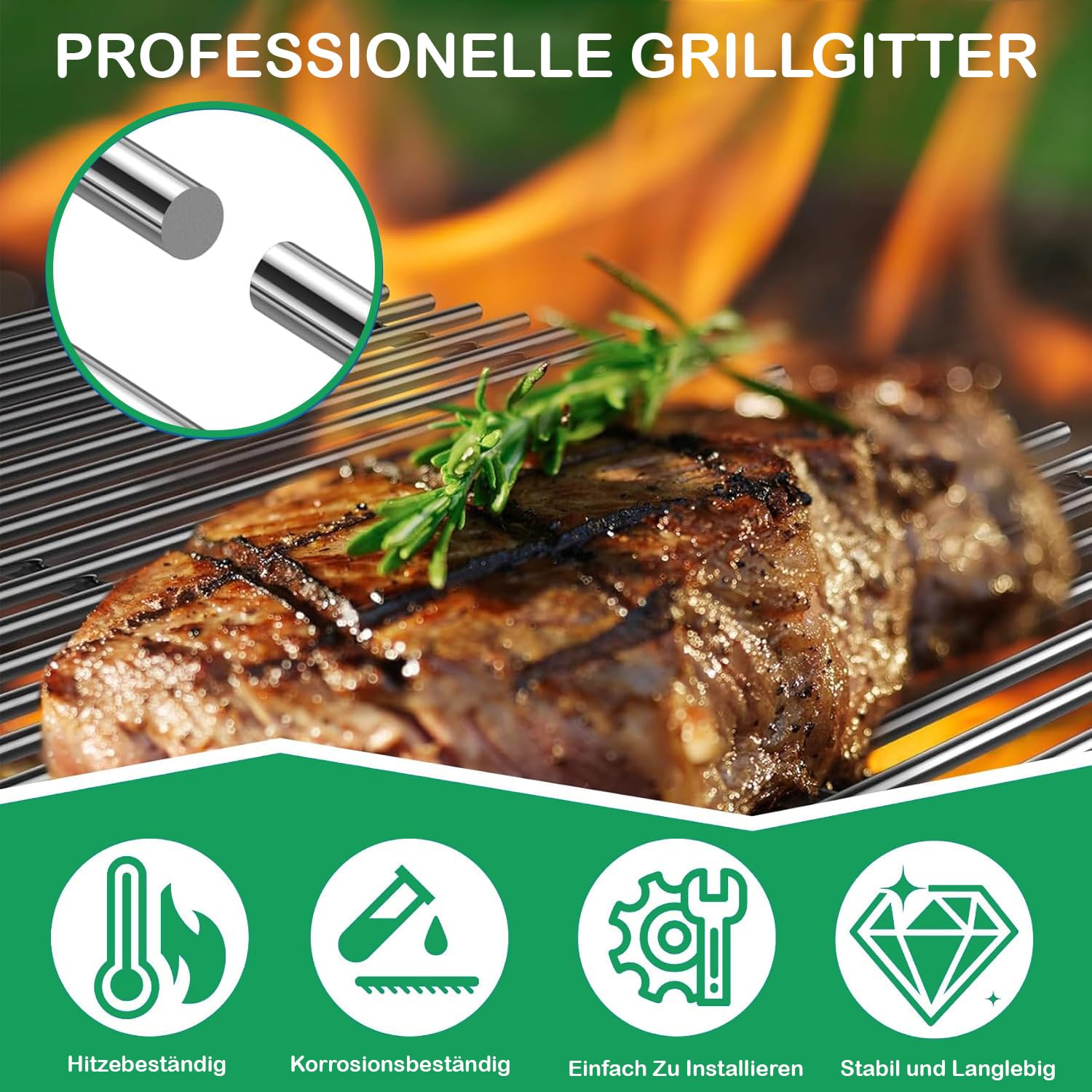 WELL GRILL Griglia in acciaio inox 7637 per Weber Spirit I & II E-210 E-220 S-210 S-210 S-220 (con pomelli anteriori del bruciatore), griglia per barbecue Weber Spirit 200 serie