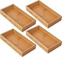 Vista 9 de mDesign Organizador de cajones de madera de bambú, bandeja de almacenamiento apilable de 12 pulgadas de largo para cajones de cocina/gabinete