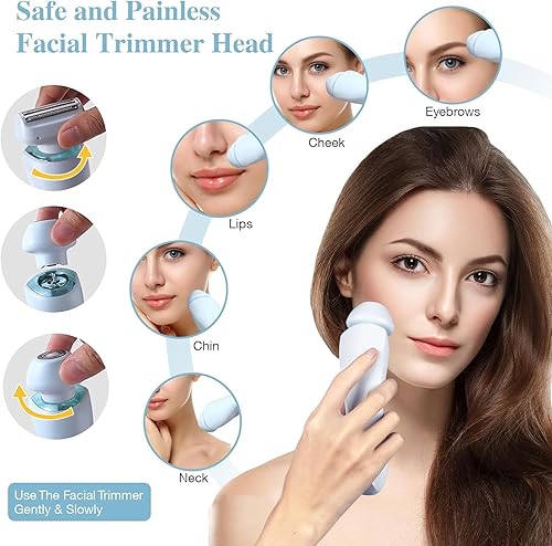 Miniatura 5 de Maquinilla de afeitar eléctrica para mujer, maquinilla de afeitar eléctrica 2 en 1 para mujer, para piernas, brazos, cara, área púbica, depilación