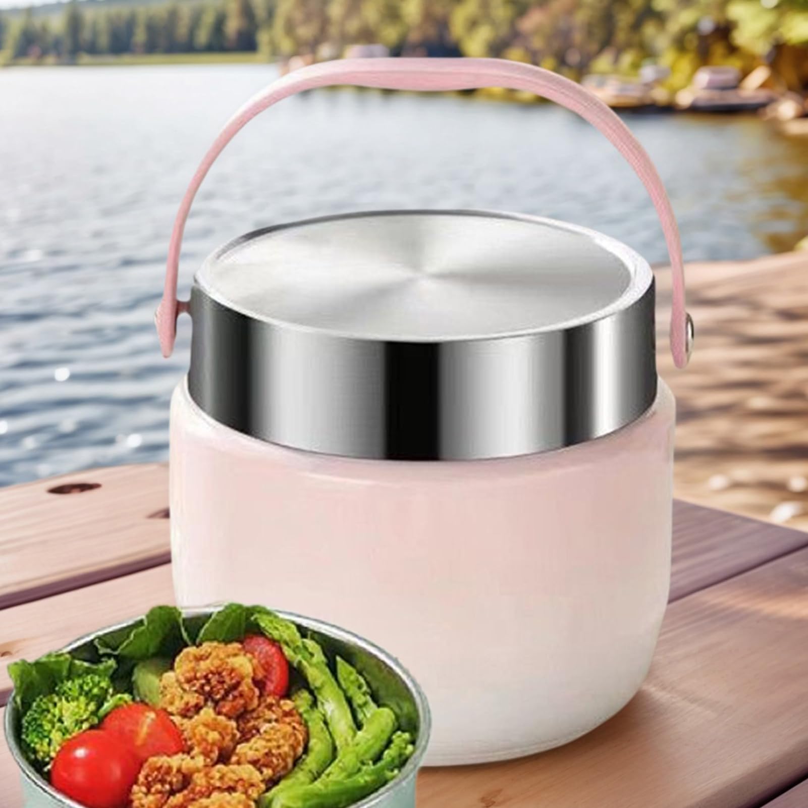 Genérico Contenedor Aislador Alimentos Calientes | isotérmica portátil de 1200 ml, portátil para alimentos y bebidas, deportes de viaje diario, barbacoa picnic
