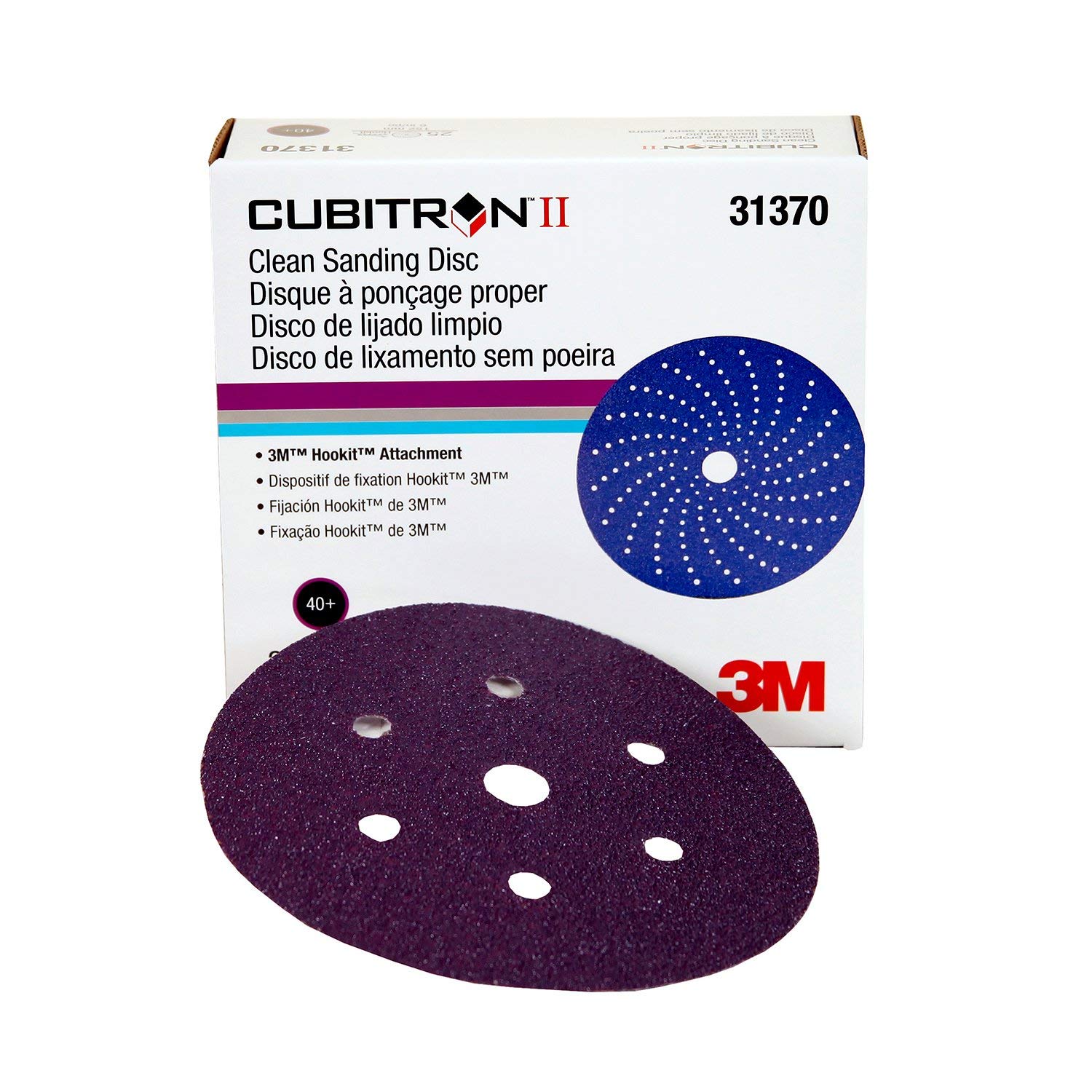 Cubitron II 31370-case Clean Sanding Hookit Abrasive Disc (6 in, 40+, 25 Discs per Box)