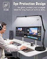 Vista 6 de Toolour LED Desk Lamps for Home Office 2 in 1 Double Head Desk Lamp with Clamp Base,Remote Control,Dimmable Architect Clip on Desktop Computer Light