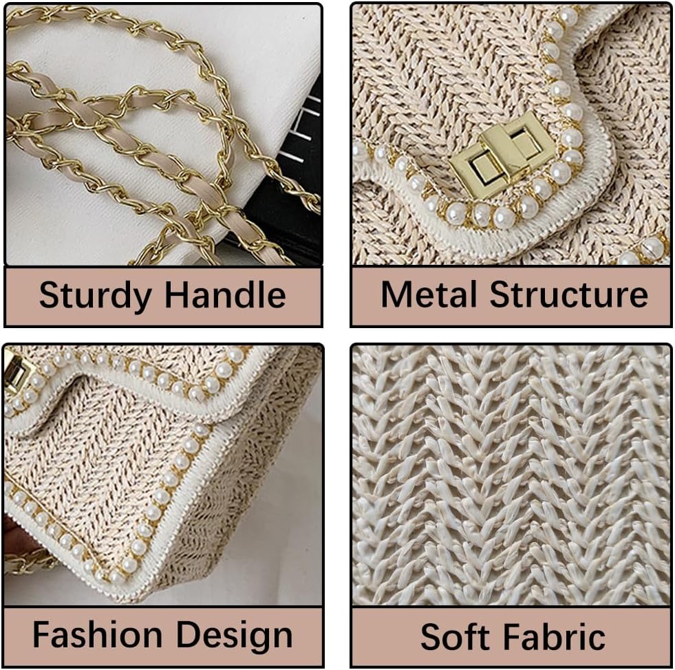 Straw Crossbody Bags for Women Summer Shoulder Satchel Purses Beach Clutch Handbags for Vacation - Image 5