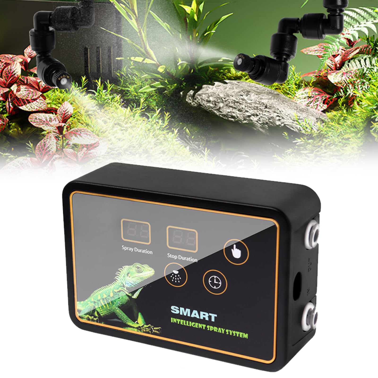 Humidificadores de reptiles, sistema de nebulización inteligente, humidificador inteligente para reptiles, humidificador de terrarios con boquillas de nebulización ajustables de 360°, kit de