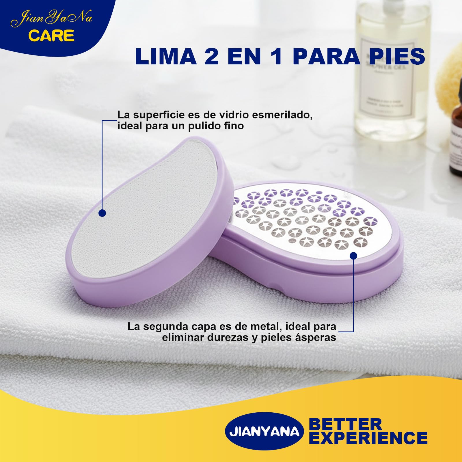 Jianyana Pedicura, 2 In 1 Lima Pies Lima De Pies y Removedor de Callos de Nanovidrio piedra pomez para pies Durezas Profesional Pedicura Manual En Casa (Púrpura)