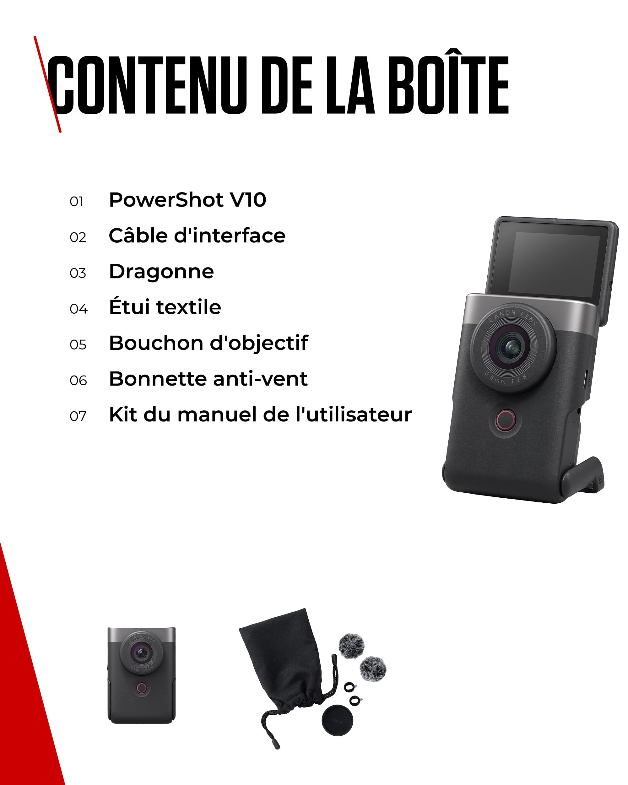 Canon PowerShot V10 Vlogging Kit – Conçu pour Les Vloggers, cet Appareil Photo vlogging 4K Tout-en-Un Qui se Glisse Facilement dans la Poche, Gris
