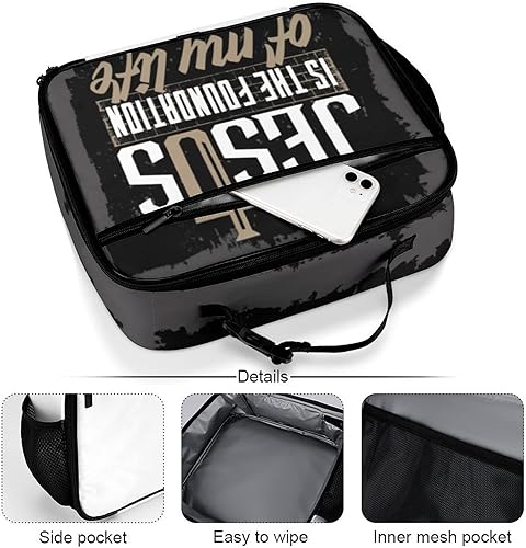 Miniatura 5 de Lonchera reutilizable con letras bíblicas, bolsa de almuerzo aislada, bolsa enfriadora, lonchera para comida y alimentos, bolsa de mano para