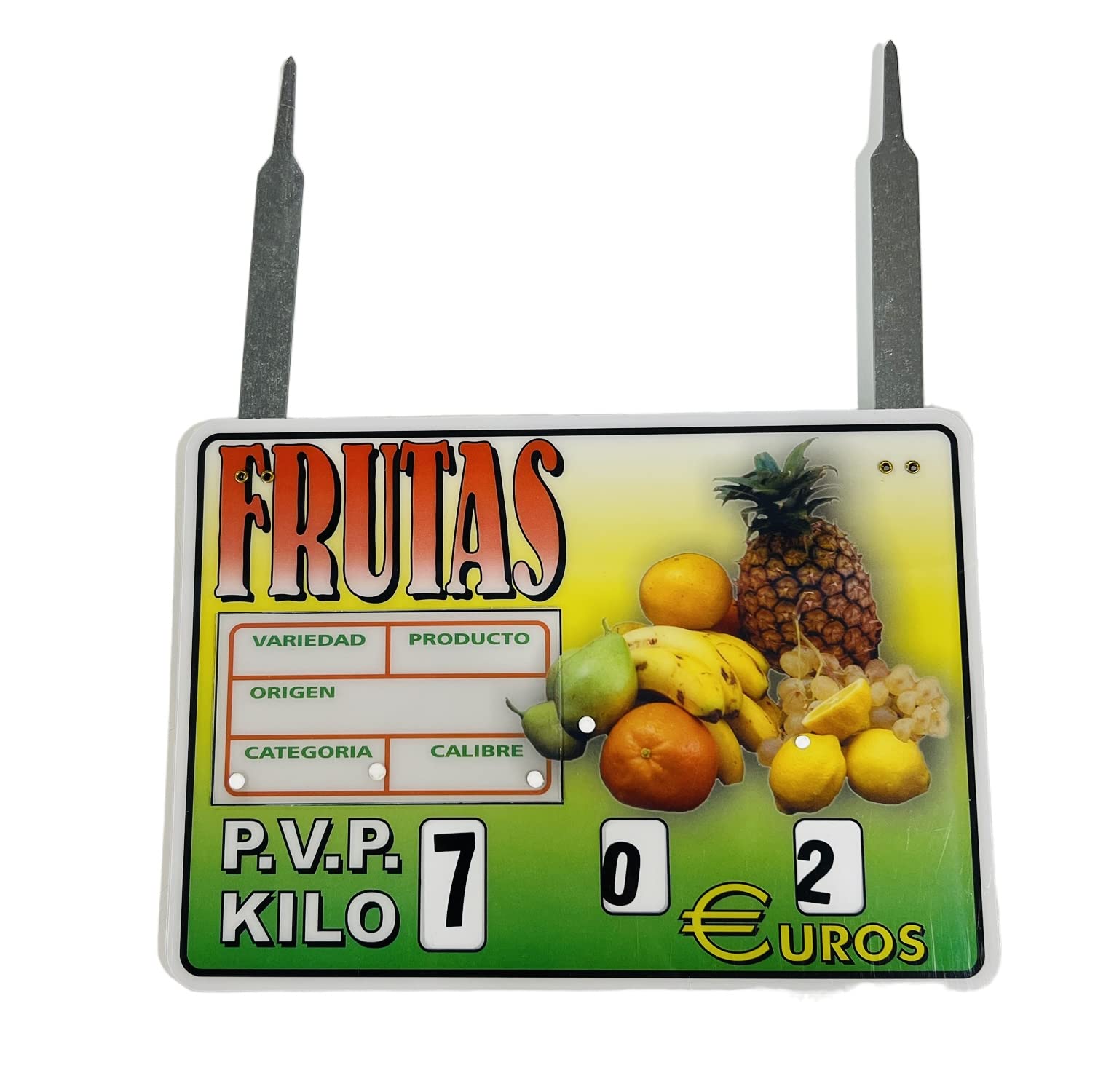 BALSAT Portaprecio fruteria, Portaprecio Frutas, Cartel para frutas, portaprecios de fruteria, pizarra precios Mod. Cubano 12 ud. (Ganchos)