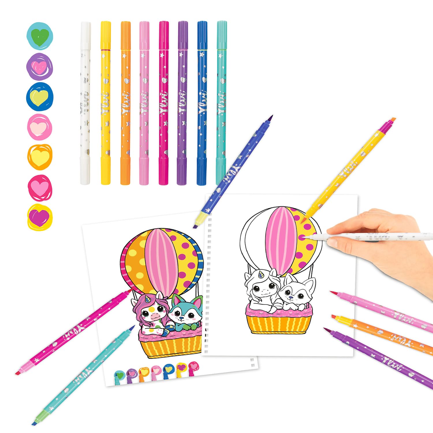 Depesche 12930 Ylvi-Colouring Books Set including 30 Double Pages for Creating Pattern Patterns Including 7 Fibre Tip and Magic Marker - Image 2