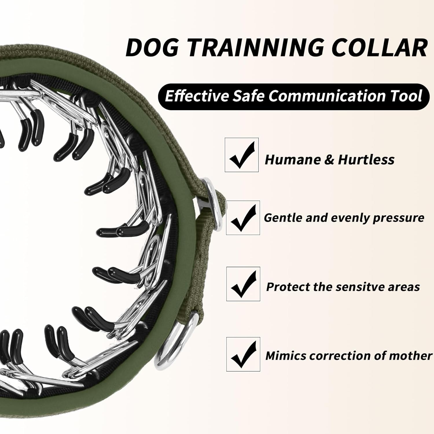 Martingale No Pull Dog Collar for Large Medium Small Dogs, Heavy Duty Nylon Reflective Adjustable Anti Pull Slip Collar with Buckle for Training Walking M Army Green