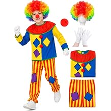 5Pcs Circus Clown Costume Kids Halloween Cosplay Clown Suit Dress up