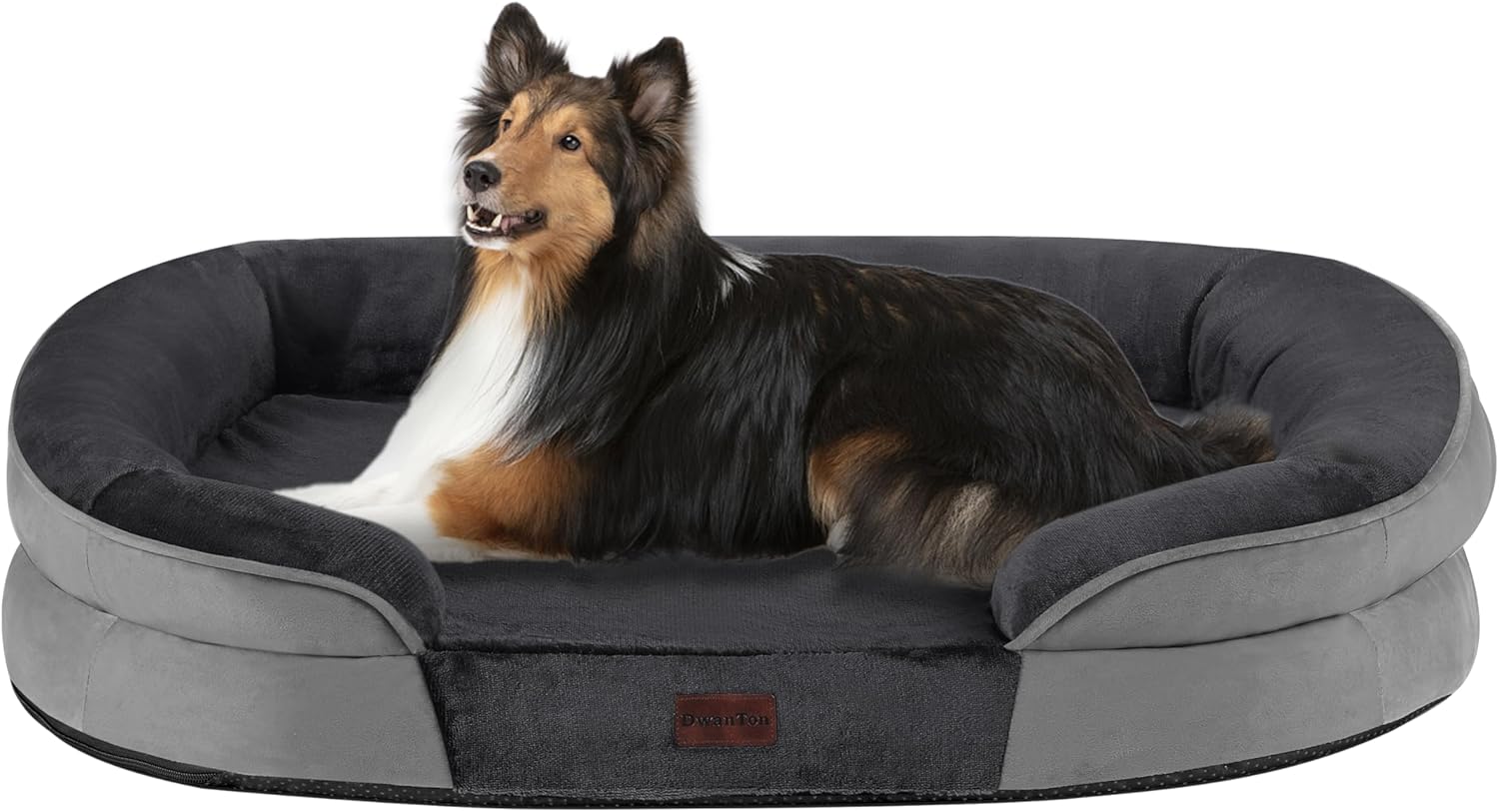 ((SIMILAR))Dwanton Orthopedic Dog Bed for Large Dogs with Gel Memory Foam, Waterproof Dog Sofa, Washable Pet Bed with Four Sided Bolster Cushion, Removable Cover & Non-Slip Bottom, 38\", Dark Gray Large(38 x 28.5 x 6 inch) Dark Gray