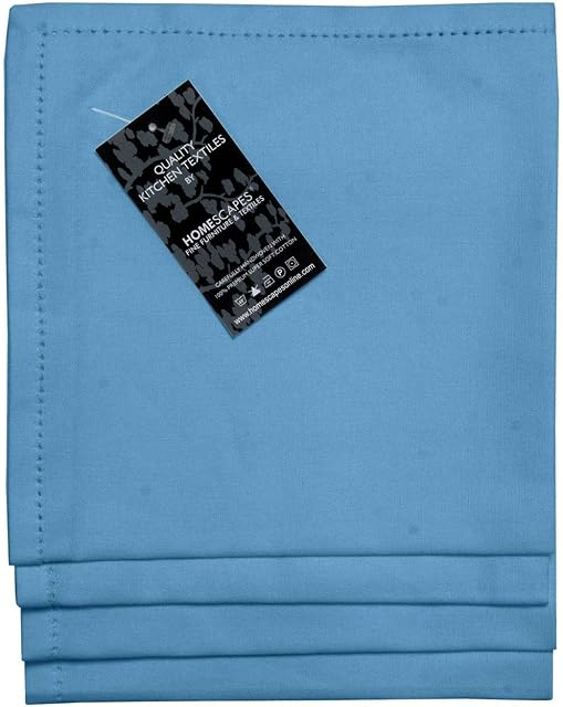 HOMESCAPES - Four - Air Force Blue - Napkins - 100% Cotton - 18 x 18 Inch (45 x 45 cm) Easy care table Hand Woven Napkins - Machine Washable