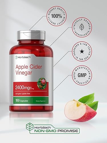 Miniatura 5 de Cápsulas de vinagre de sidra de manzana  2400 mg  200 píldoras  Suplemento sin OMG sin gluten  por Horbaach