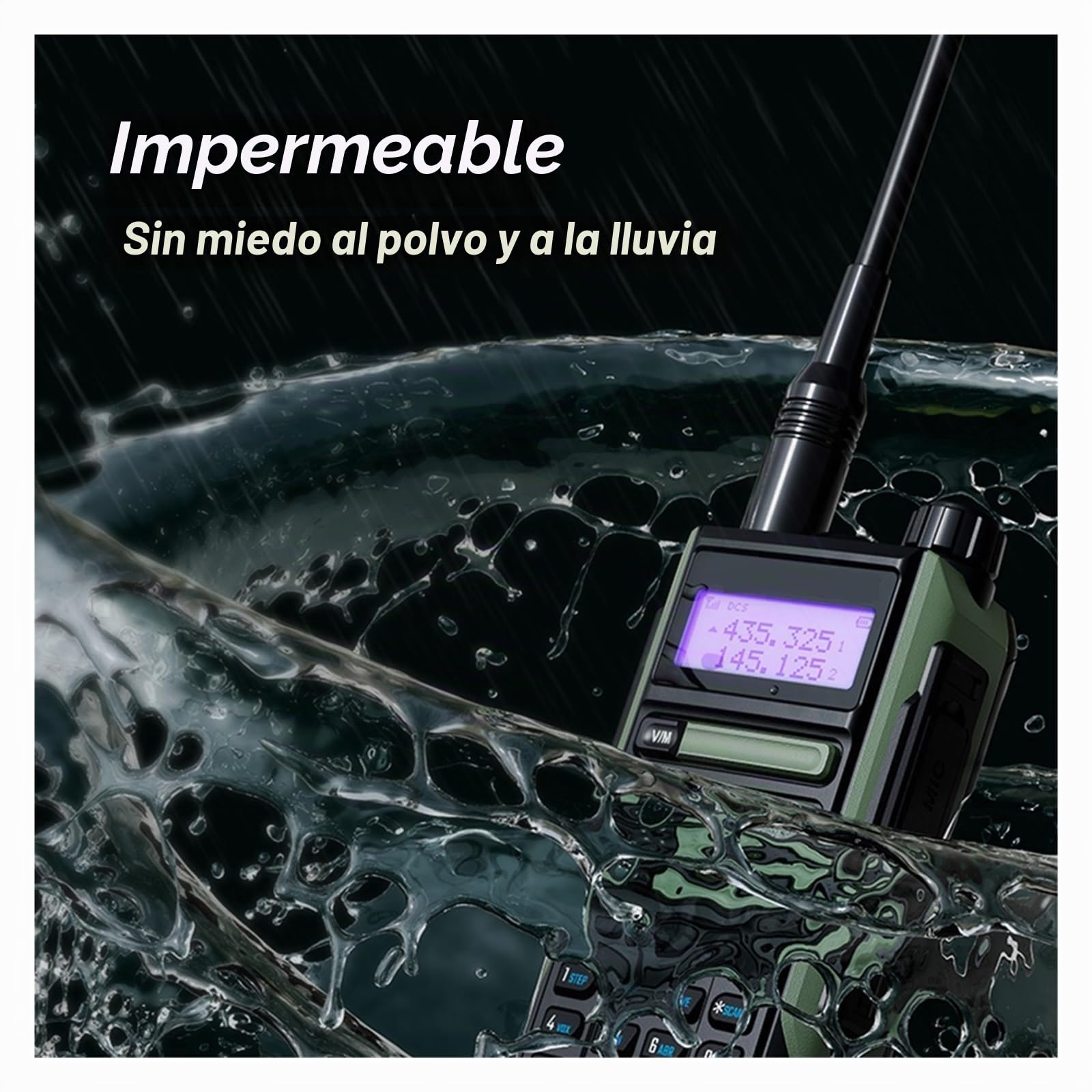 UV-16 Plus 10W Walkie Talkies VHF UHF Radio Bidireccional De Doble Banda Cargador USB Impermeable Radioaficionado De Doble Banda De Largo Alcance Sonido Claro(Add Cable Antenna)
