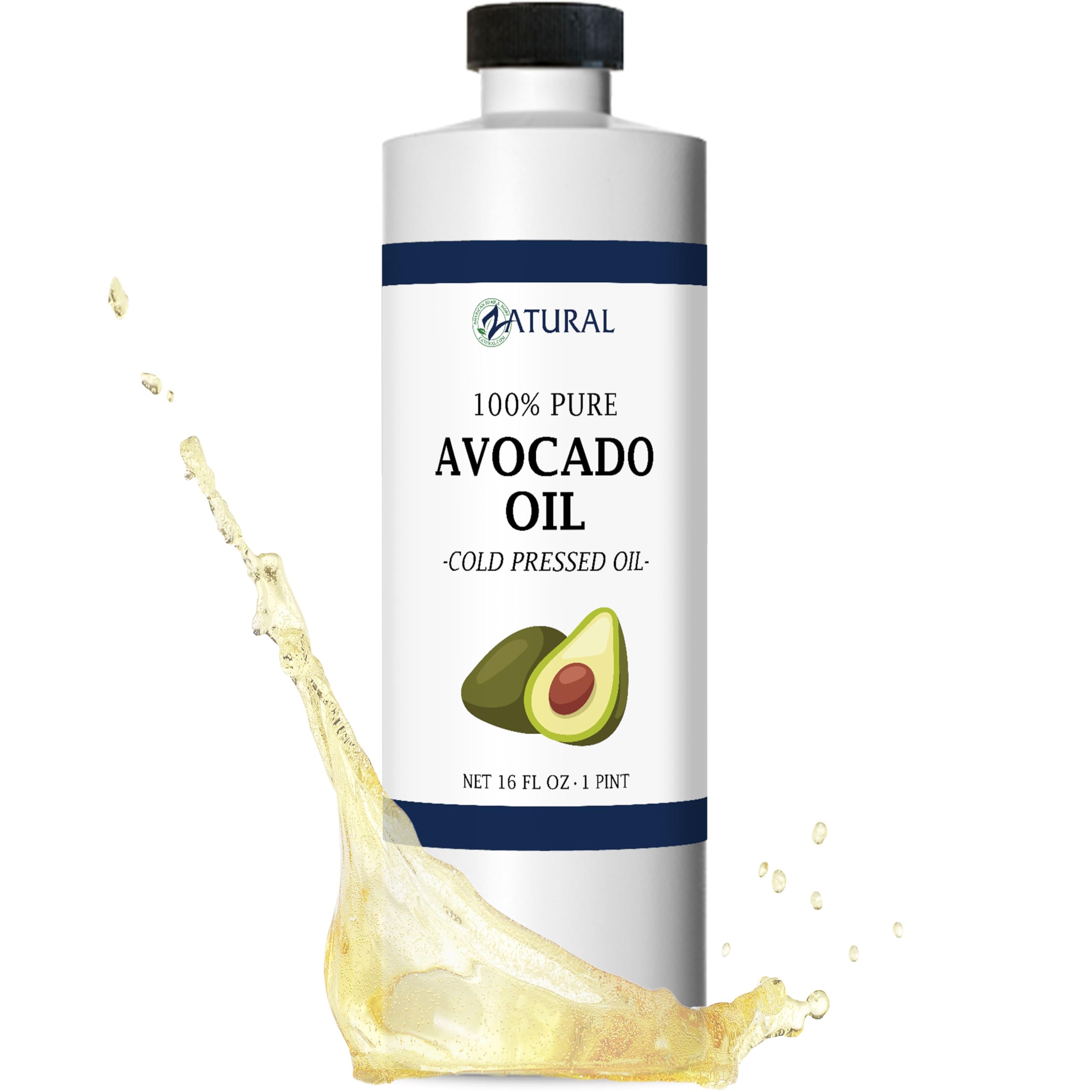 Zatural 100% Avocado Oil Pure Natural without Additives, Clean, Cold Pressed, Non-GMO, Vegan: For Cooking, Frying, Baking and for Sauces, Dressings, Marinades, Salads (16 Ounce)