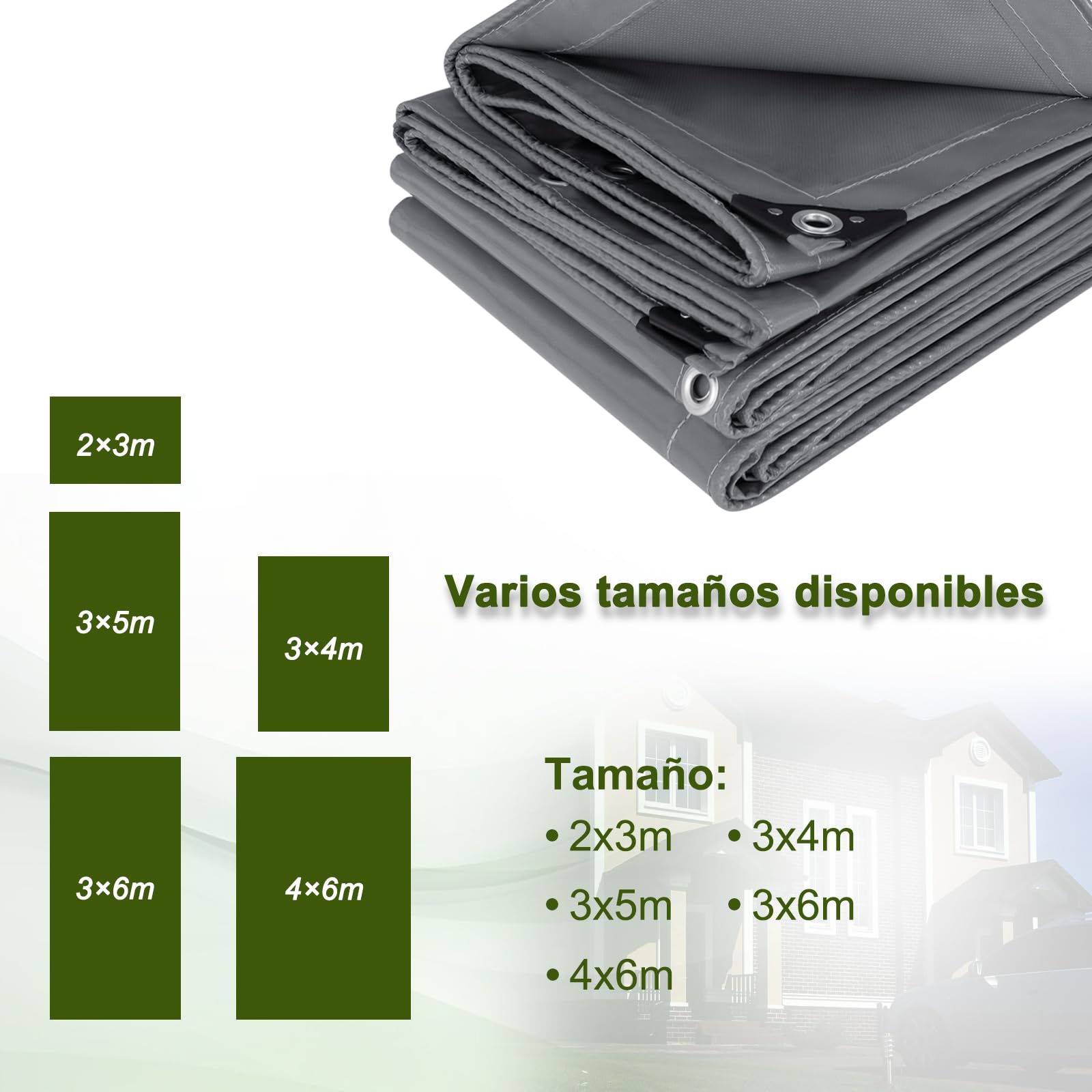 Laneetal Lona PVC Impermeable Ultra Resistente 4x6m Gris Oscuro