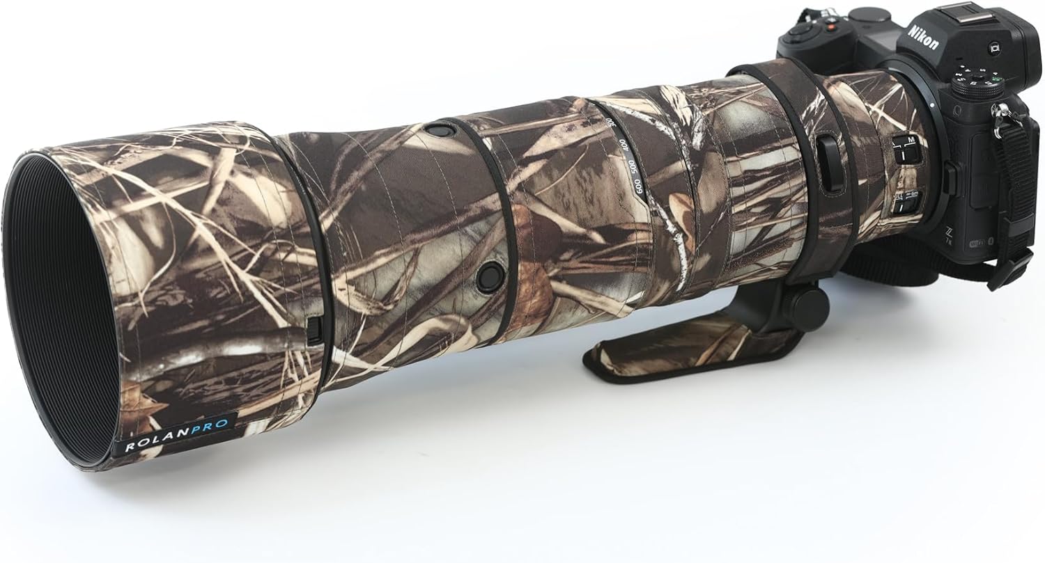 ROLANPRO Waterproof Lens Cover for Nikon Z 180-600mm F/5.6-6.3 VR Raincover Lens Protective Sleeve Case Clothing-#19 Grass Camo Waterproof