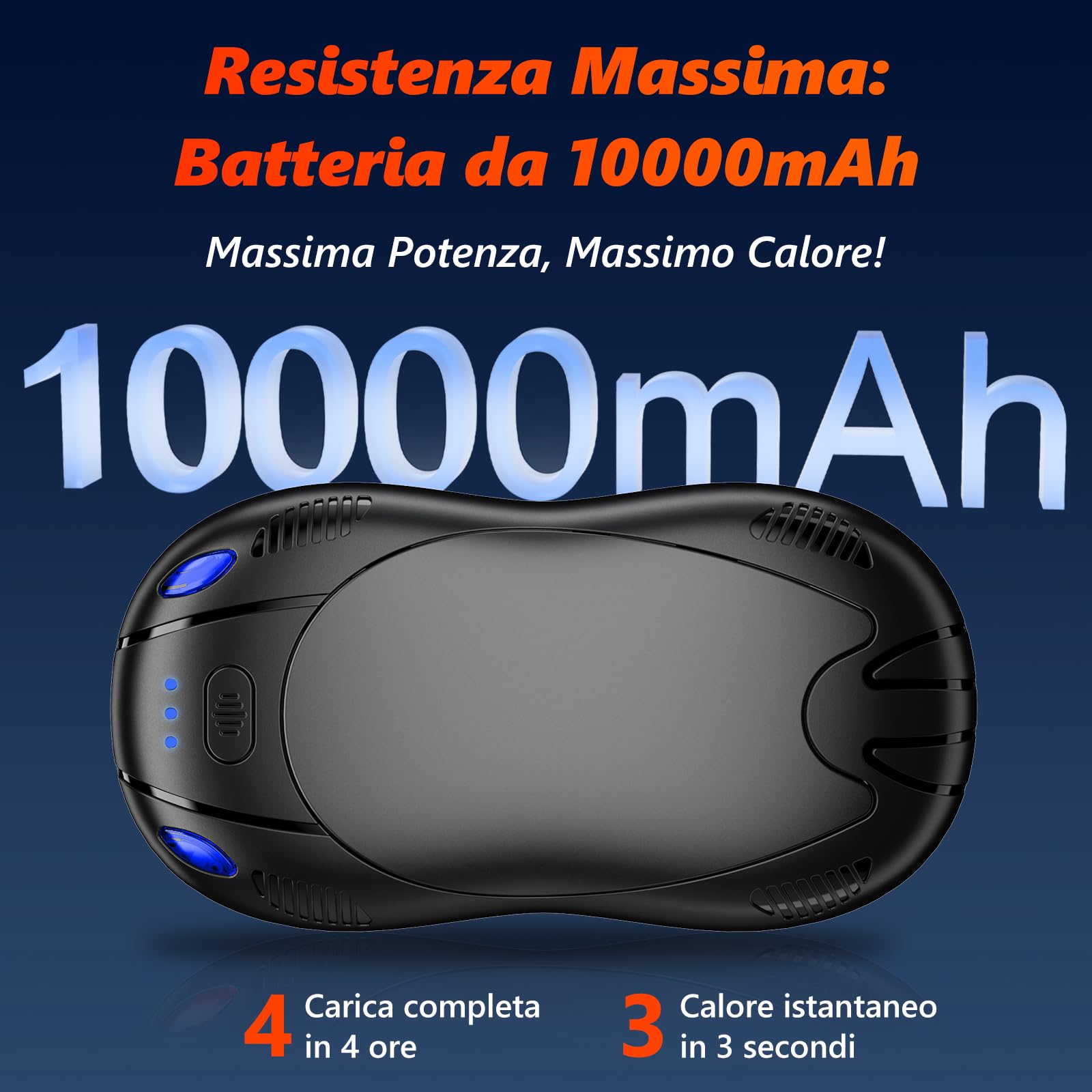 Scaldamani Magnetici Ricaricabili con 10000 mAh, Riscaldamento Bifacciale, 2 Confezioni Scaldamani Tascabili Portatili, con 3 Impostazioni di Calore, Regali per Attività all'Aperto
