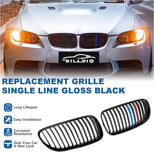 Miniatura 143 de Rejilla frontal negra brillante compatible con BMW Serie 3 G20 2019 2020 2021 2022 316i 318i 320i 328i 330i 330i 335i 340i Doble lamas negro