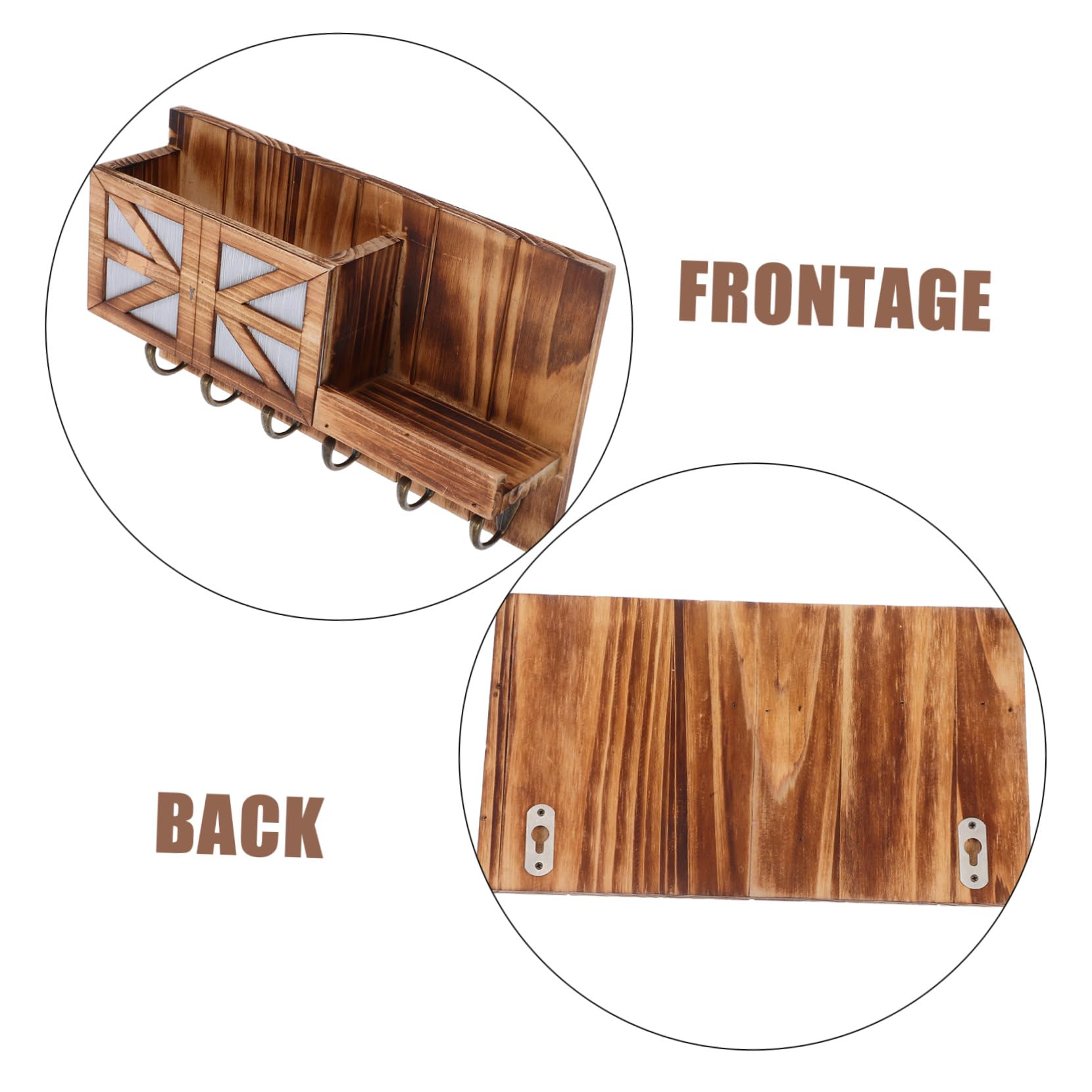 INOOMP Portaoggetti da Parete in Legno Massello con Ganci Appendiabiti Mensola Sospesa per Chiavi e Posta Design Salvaspazio per Ingresso o Corridoio Marrone