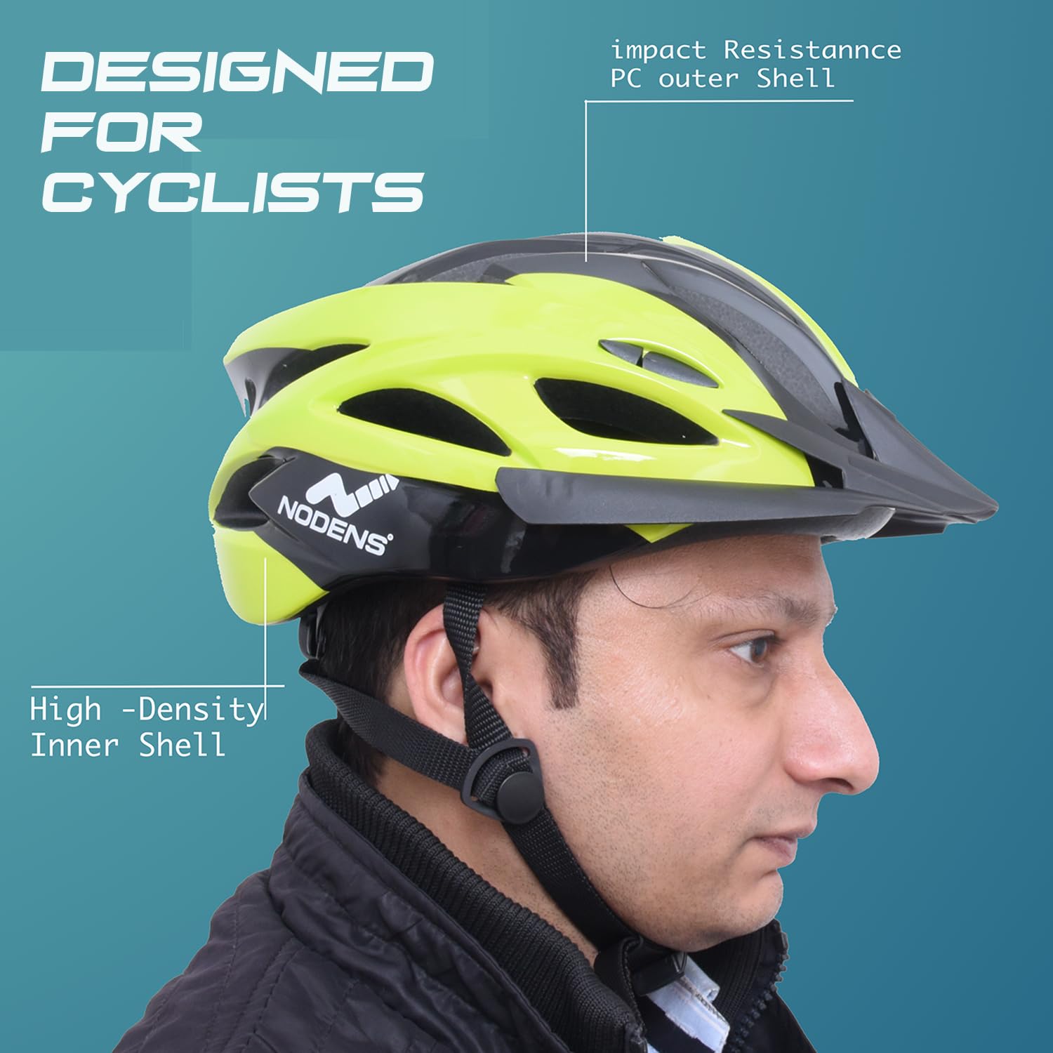 Nodens Cycle Helmet for Cycling Helmet for Men Helmet (Black/Yellow, L)