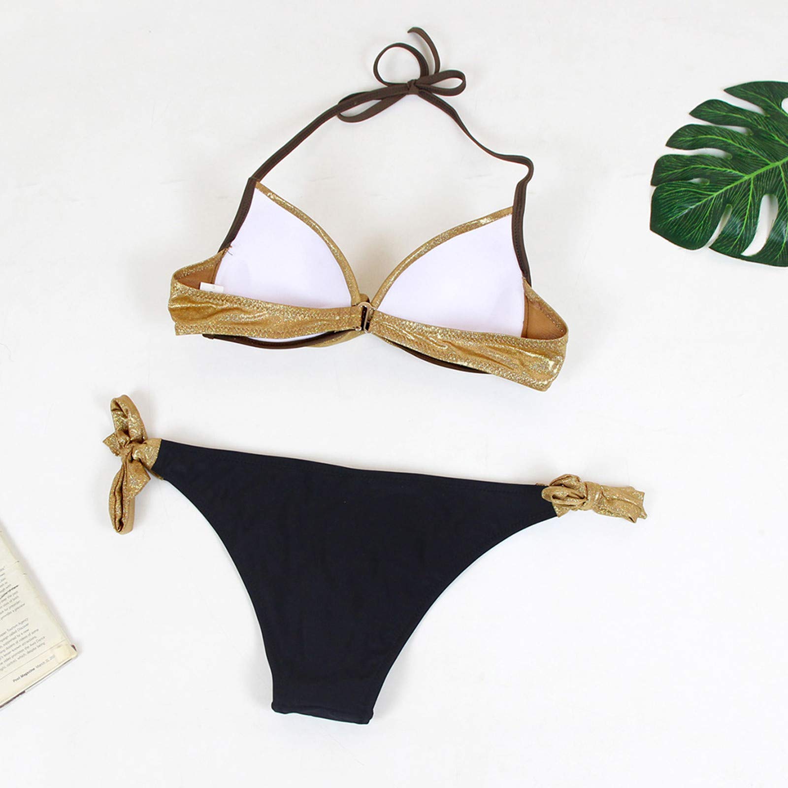 Generisch Bikini pour femme - Maillot de bain - Maillot de bain brésilien - Patchwork - Bikini à paillettes - Plage