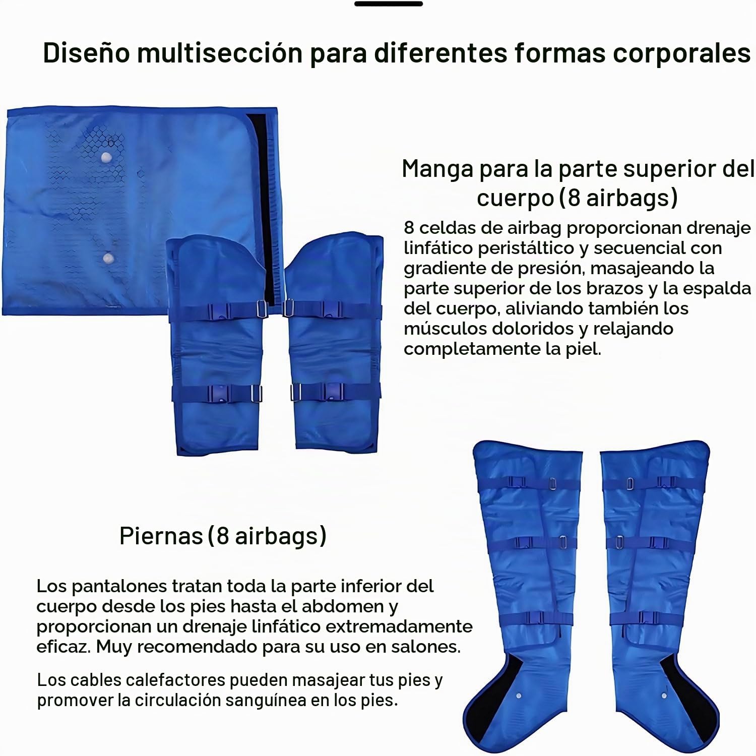 Máquina Drenaje Linfático, Masajeador Eléctrico Brazos Y Cuello, Traje De Adelgazamiento con Presión Aire 16 Bolsas Aire, Presoterapia, Masaje De Presión De Aire, Traje Drenaje Linfático