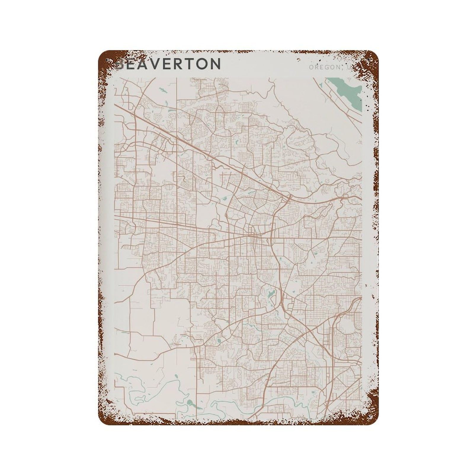 xiaoxiaoshen Beaverton Map Oregon Travel Gift Farmhouse Decor (2) Wall Decor Art Metal Tin Poster Modern Home Decor Art Home Bar Shop Decorations Vintage Sign 40x30cm