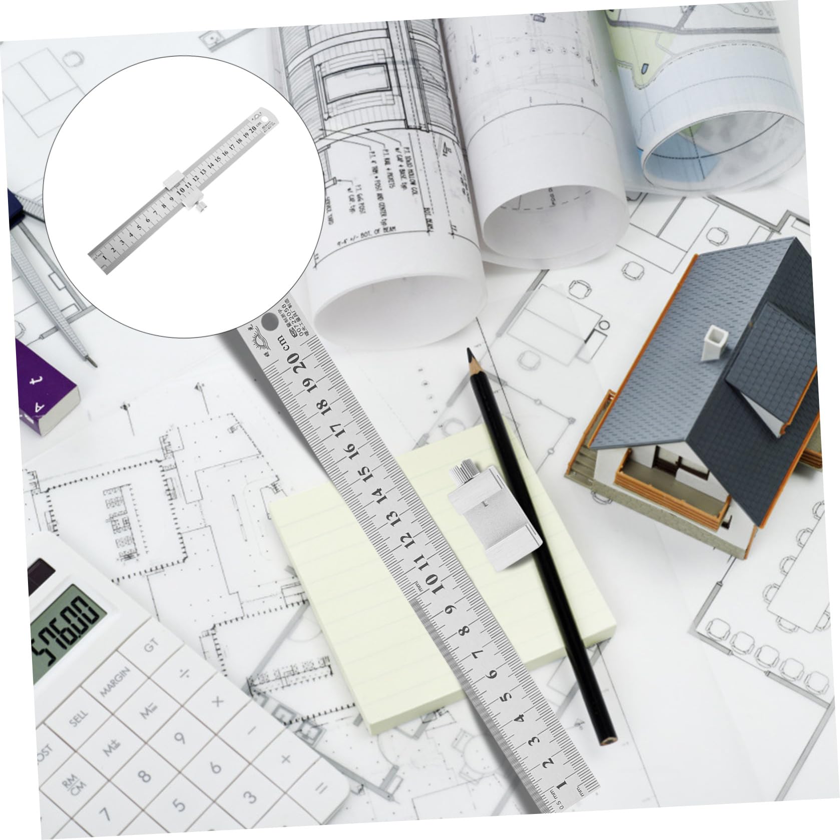 Angoily 4 Set Righello in Acciaio Inossidabile con Blocco Posizionamento Resistente e Antiruggine per Falegnami Architetti e Ingegneri Strumento Misura Compatto e Durevole